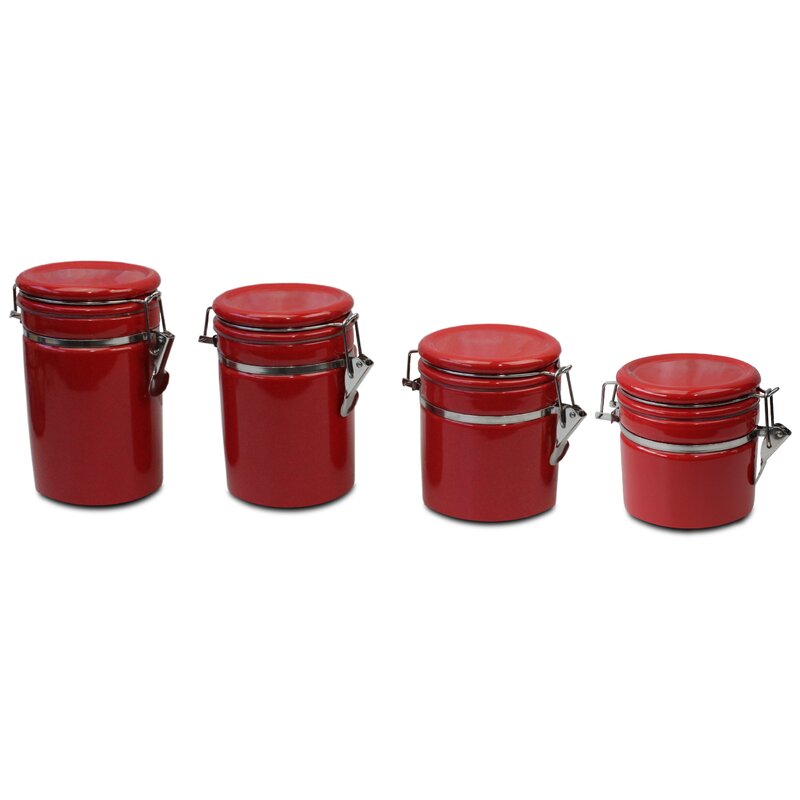 Ebern Designs Ceramic 4 Piece Kitchen Canister Set Reviews Wayfair   Ceramic 4 Piece Kitchen Canister Set 